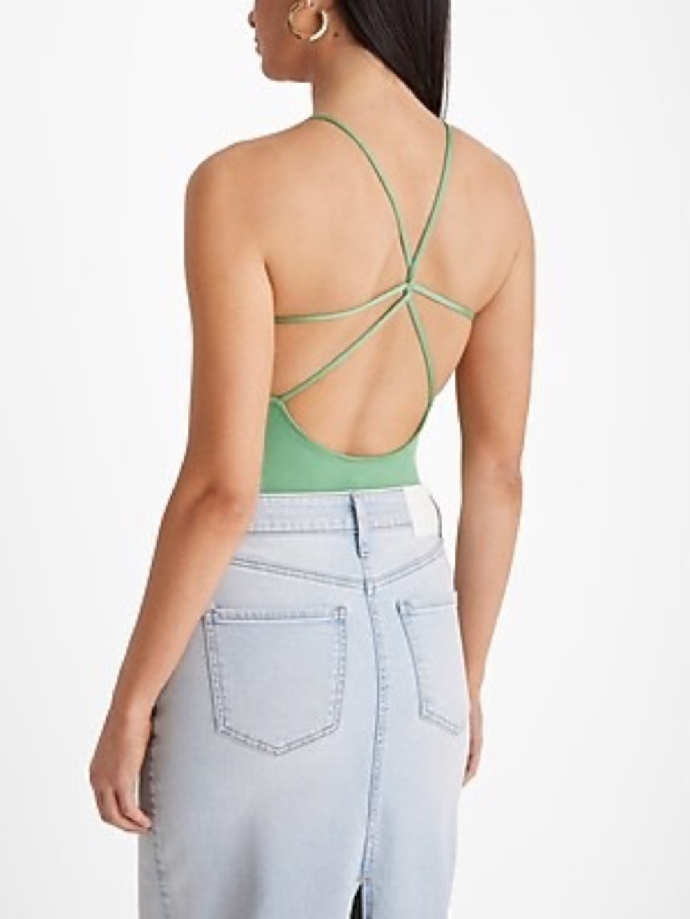 NWOT Express Strappy Back Bodysuit Mist Green L